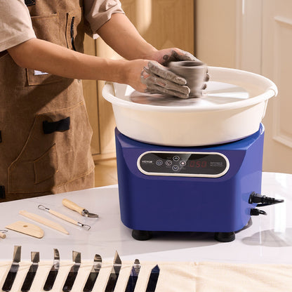 VEVOR Pottery Wheel, 10 inch Pottery Forming Machine, 350W Electric Wheel for Pottery with Foot Pedal and LCD Touch Screen, Direct Drive Ceramic Wheel with Shaping Tools for DIY Art Craft, Blue