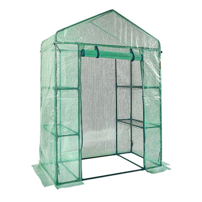 VEVOR Walk-in Green House, 4.6 x 2.4 x  6.7 ft  Greenhouse with Shelves, Set Up in Minutes, High Strength PE Cover with Doors & Windows and Steel Frame, Suitable for Planting and Storage, Green