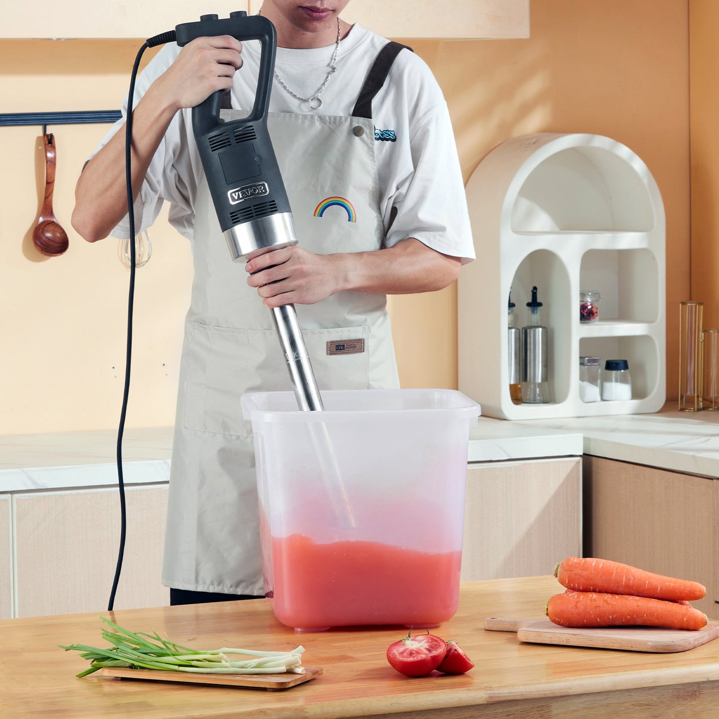 VEVOR Professional Stick Blender, 500W Powerful Handheld Mixer, Adjustable Speed with Stainless Steel Blade, Versatile Hand Mixer for Soups, Smoothies, Purees, and Baby Food