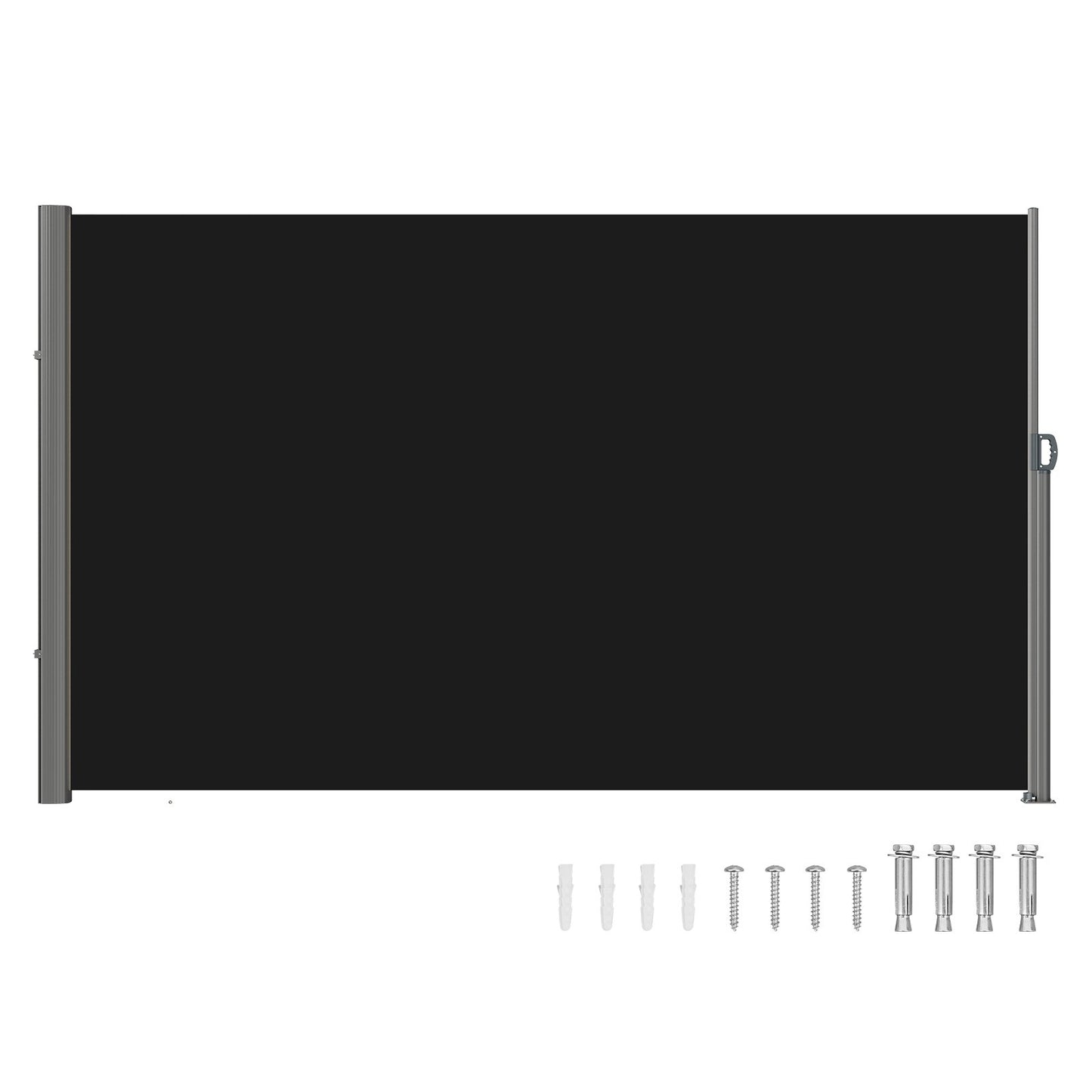 VEVOR Retractable Side Awning, 160X300cm Aluminum Outdoor Privacy Screen, 280g Polyester Water-proof Retractable Patio Screen, UV 30+ Room Divider Wind Screen for Patio, Backyard, Balcony, Black