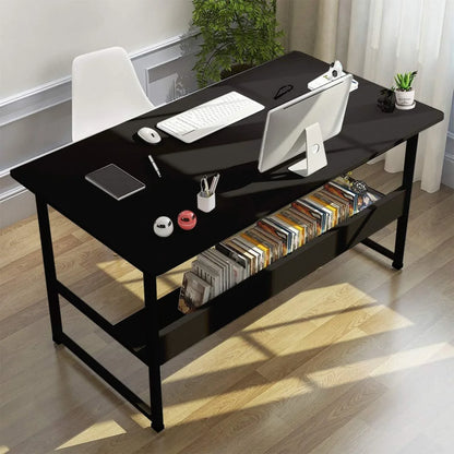 Computer Desk Table Study Table With Shelf - Black - Mekamart Australia