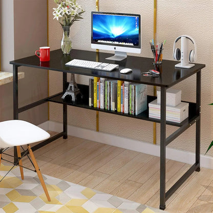 Computer Desk Table Study Table With Shelf - Black - Mekamart Australia