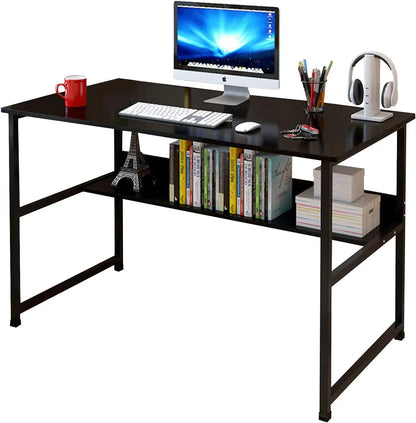 Computer Desk Table Study Table With Shelf - White - Mekamart Australia