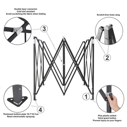 Portable Water-Resistant Gazebo 3x4.5 M - Blue / Without Sidewalls