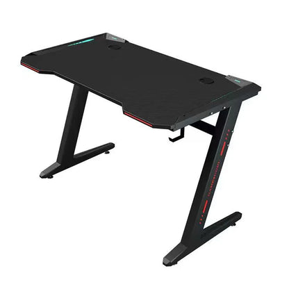 Gaming Desk with LED Lights Computer Desk Z Shaped Desk - Red