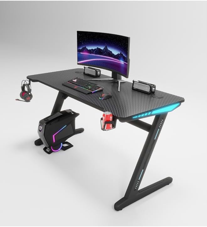 Gaming Desk With LED Light Gaming Desk Z Leg 120 CM