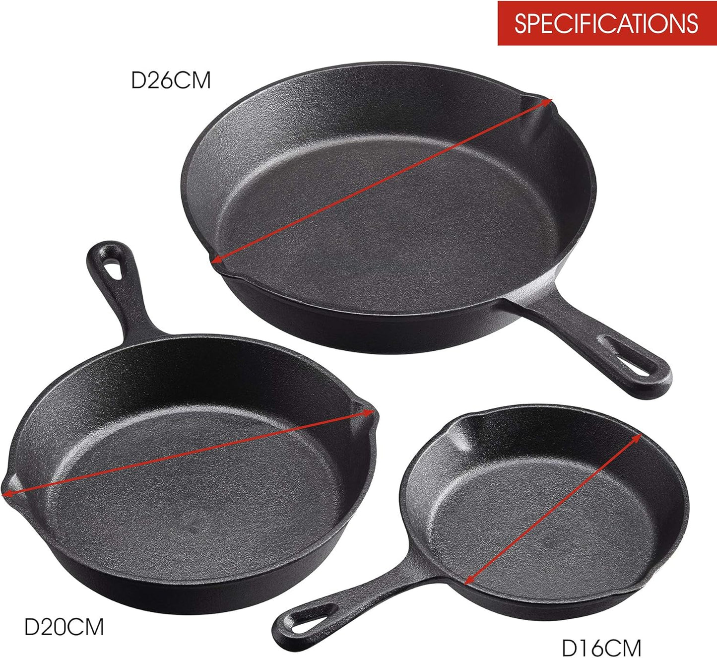 Cookware Sets Frying Cast Iron Pans Cast Iron Dish 16/20/26cm