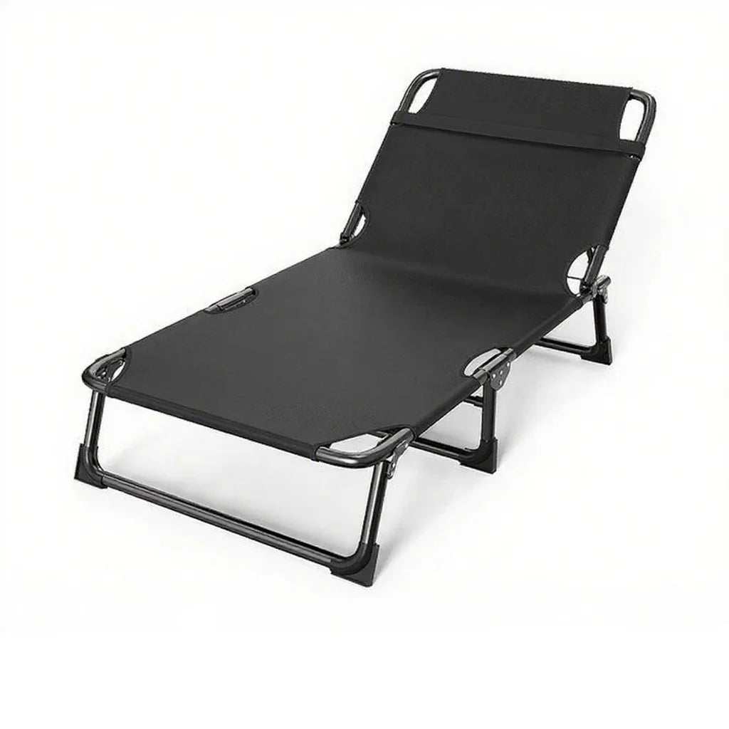 Folding Lounger Zero Gravity Recliner Garden Sun Chair - Black