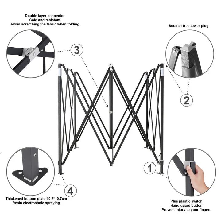 Portable Water-Resistant Gazebo 2x2 M - Black / Without Sidewalls