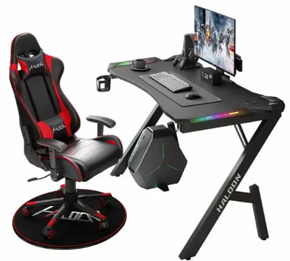 Gaming Desk with LED Lights Computer Desk K Shaped Desk - 120 x 60 - Mekamart Australia