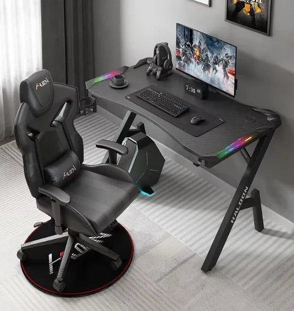 Gaming Desk with LED Lights Computer Desk K Shaped Desk - 140 x 60