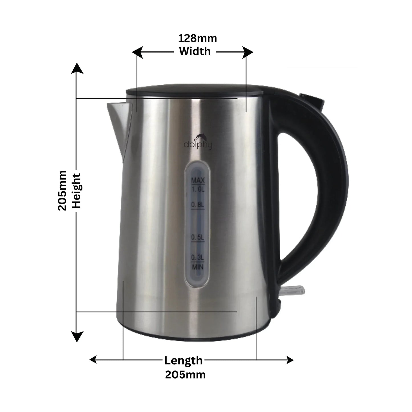 1.0L Brushed Silver Stainless Steel Kettle - Mekamart Australia