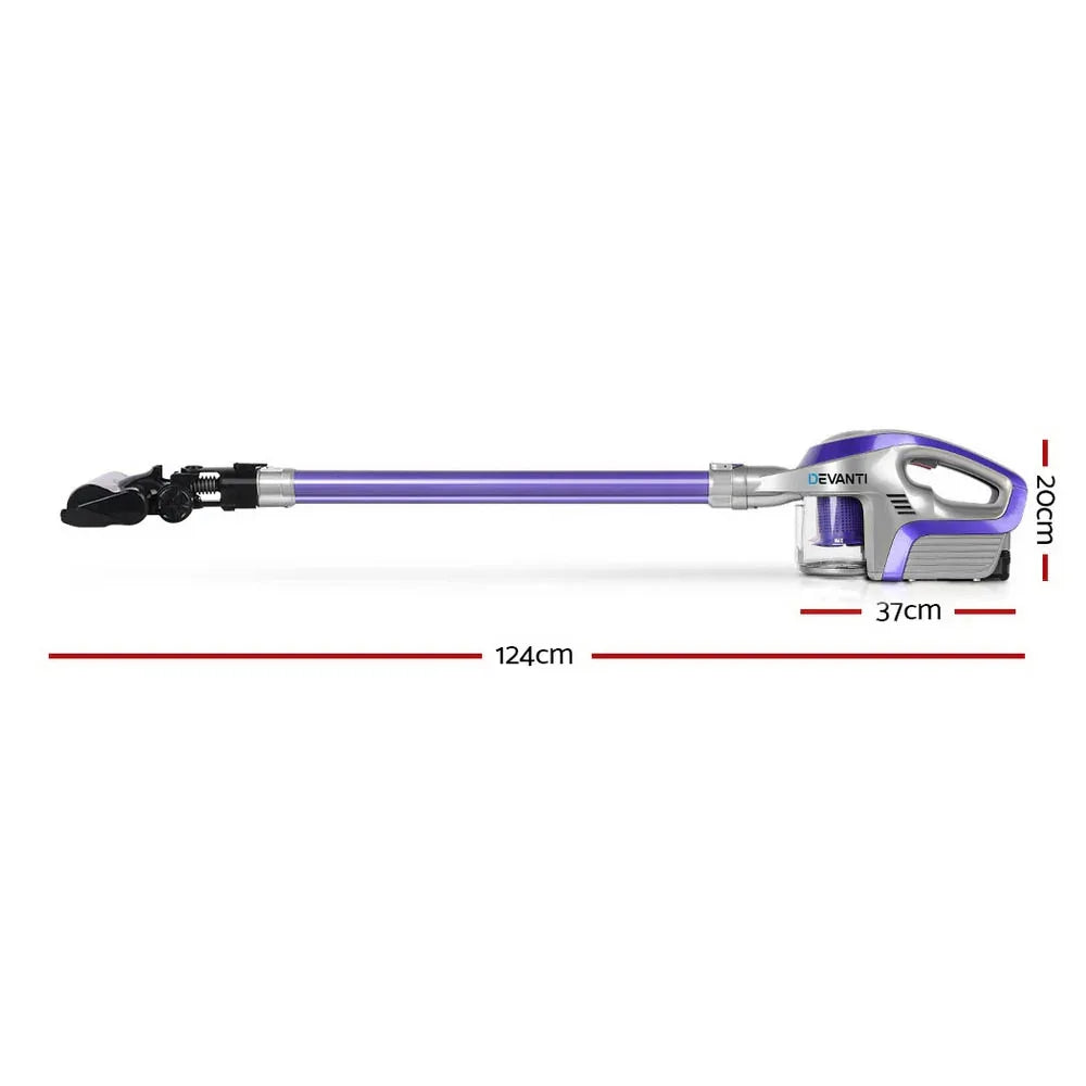 Devanti Stick Vacuum Cleaner Roller Brush Cordless 150W Purple - Mekamart Australia