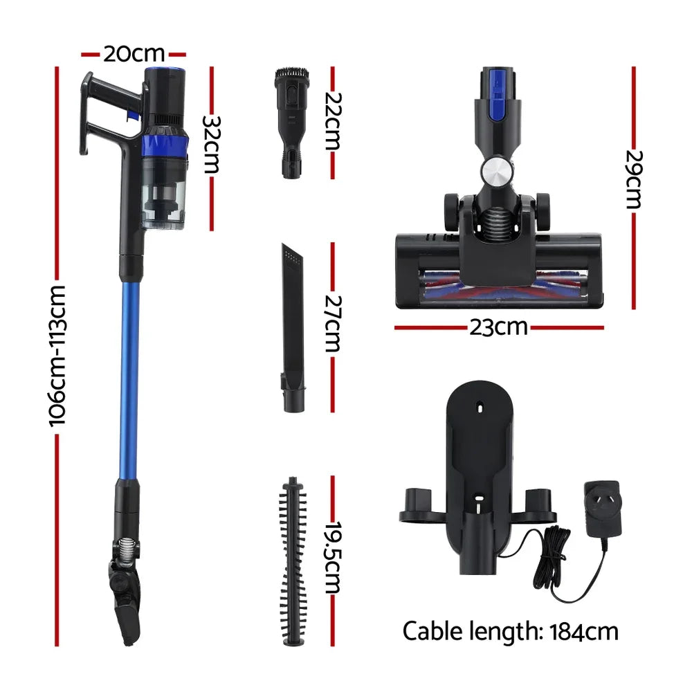 Devanti Stick Vacuum Cleaner Brushless Cordless 350W Blue - Mekamart Australia