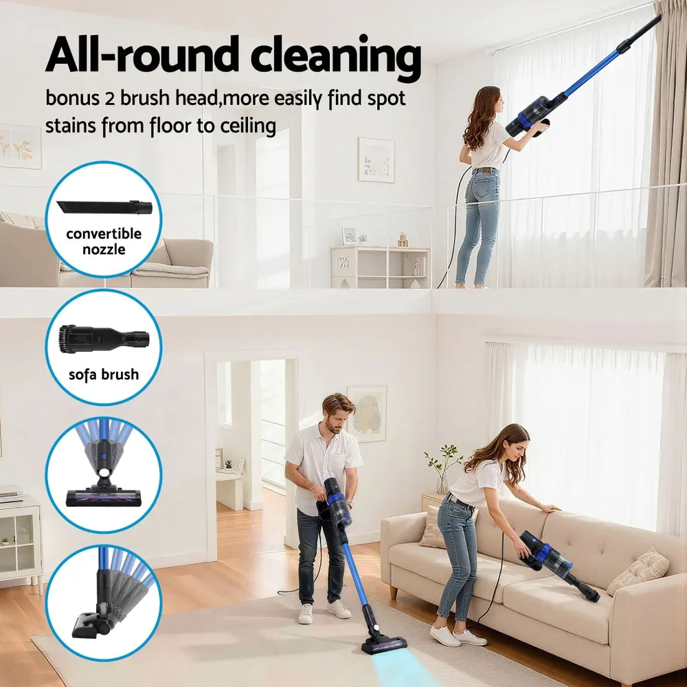 Devanti Stick Vacuum Cleaner Brushless Cordless 350W Blue - Mekamart Australia