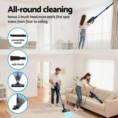 Devanti Stick Vacuum Cleaner Brushless Cordless 350W Blue - Mekamart Australia