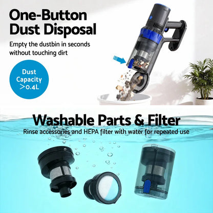 Devanti Stick Vacuum Cleaner Brushless Cordless 350W Blue - Mekamart Australia