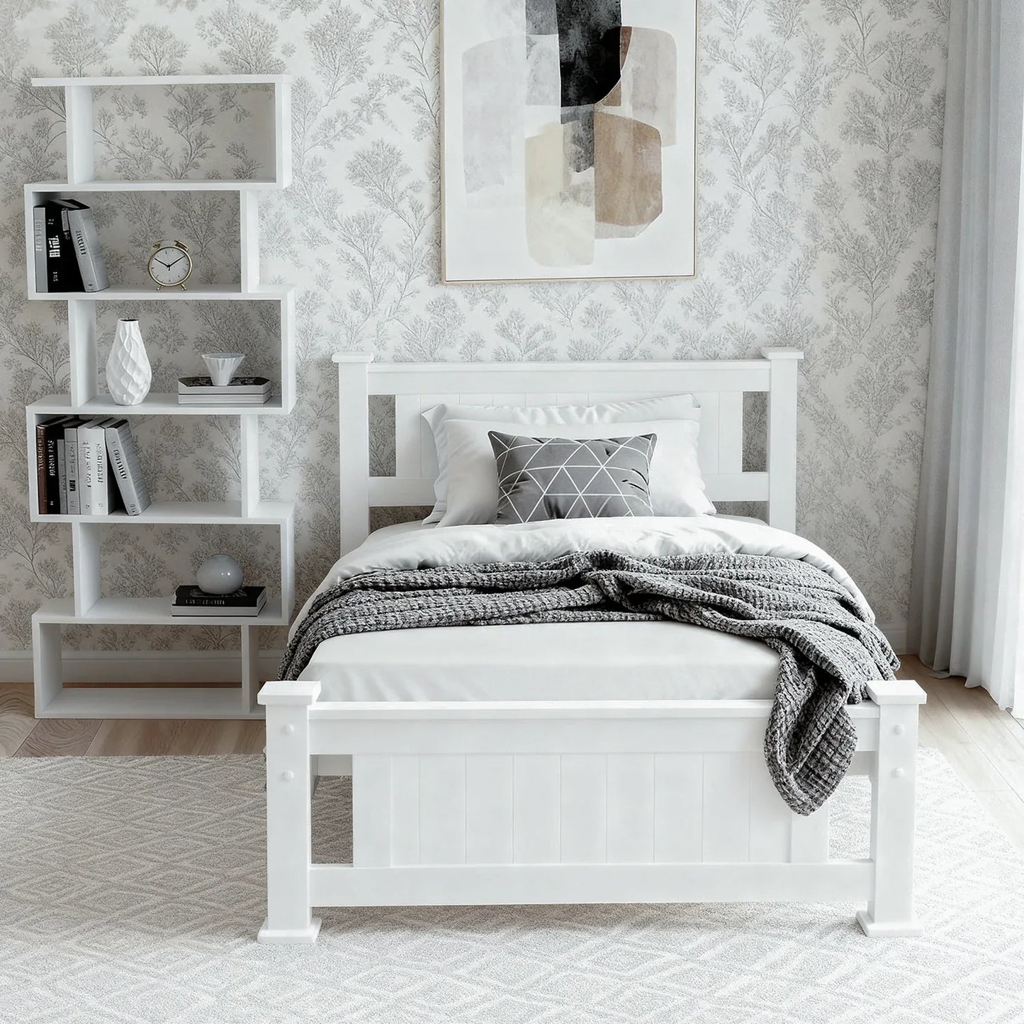 Artiss King Single Bed Frame and Bookshelf - Mekamart Australia