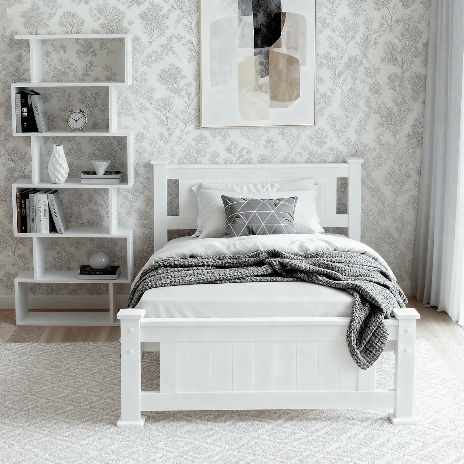 Artiss King Single Bed Frame and Bookshelf - Mekamart Australia