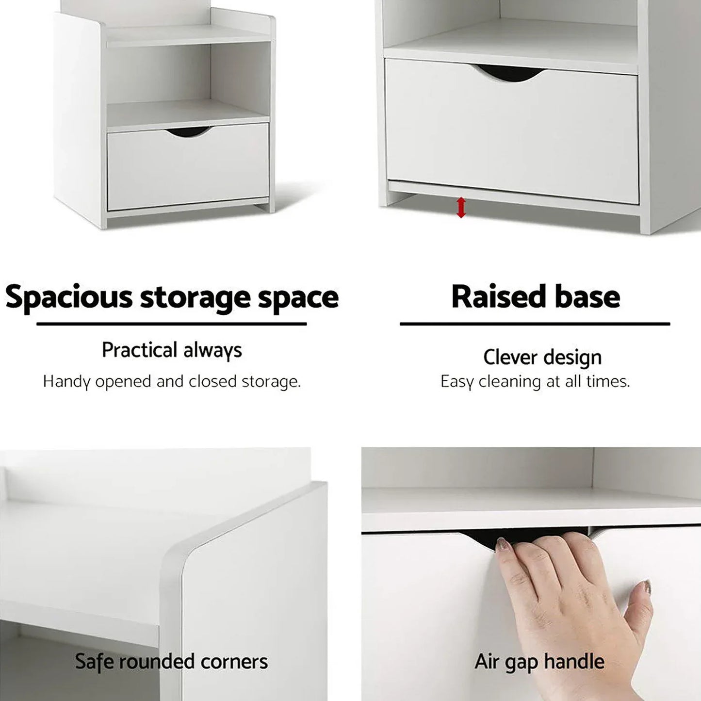 Artiss King Single Bed Frame and Bedside Table White - Mekamart Australia