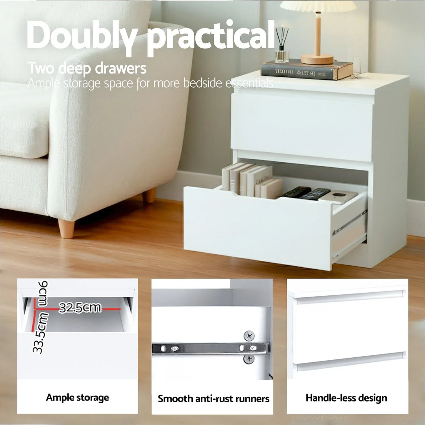 Artiss King Single Bed Frame and Bedside Table - Mekamart Australia