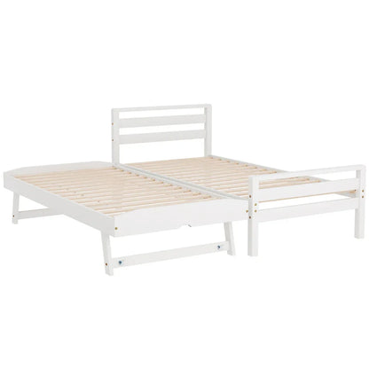 Artiss Bed Frame Single Size 2-in-1 Trundle Wooden White AVIS - Mekamart Australia