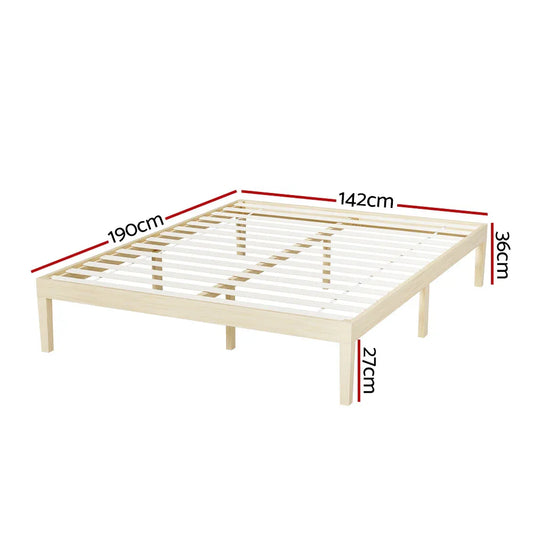 Artiss Bed Frame Double Size Wooden Base Mattress Platform Timber Pine BRUNO - Mekamart Australia