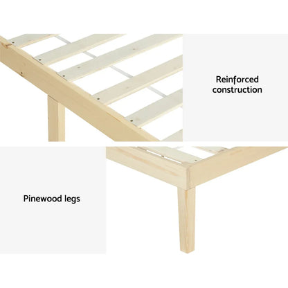 Artiss Bed Frame Double Size Wooden Base Mattress Platform Timber Pine BRUNO - Mekamart Australia
