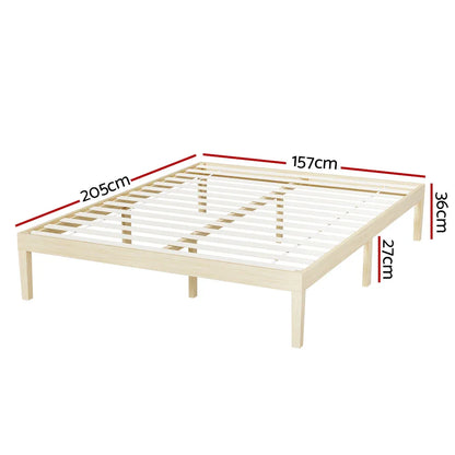 Artiss Bed Frame Queen Size Wooden Base Mattress Platform Timber Pine BRUNO