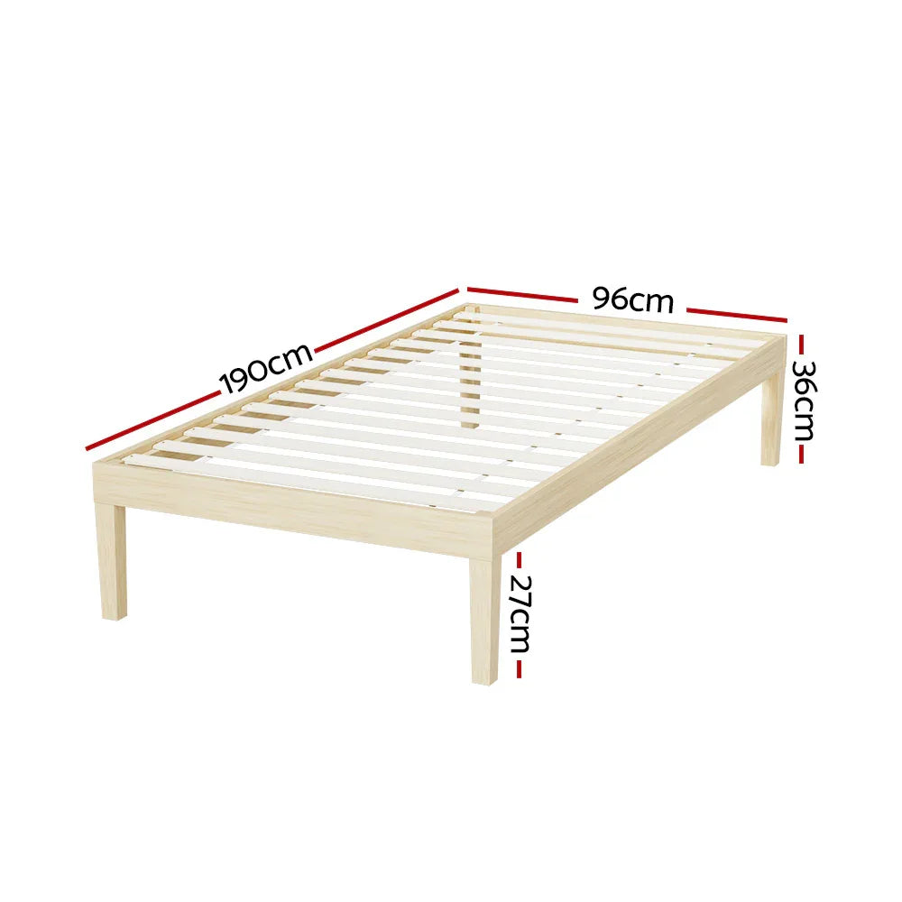 Artiss Bed Frame Single Size Wooden Base Mattress Platform Timber Pine BRUNO - Mekamart Australia
