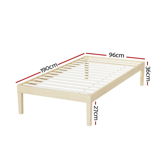 Artiss Bed Frame Single Size Wooden Base Mattress Platform Timber Pine BRUNO - Mekamart Australia