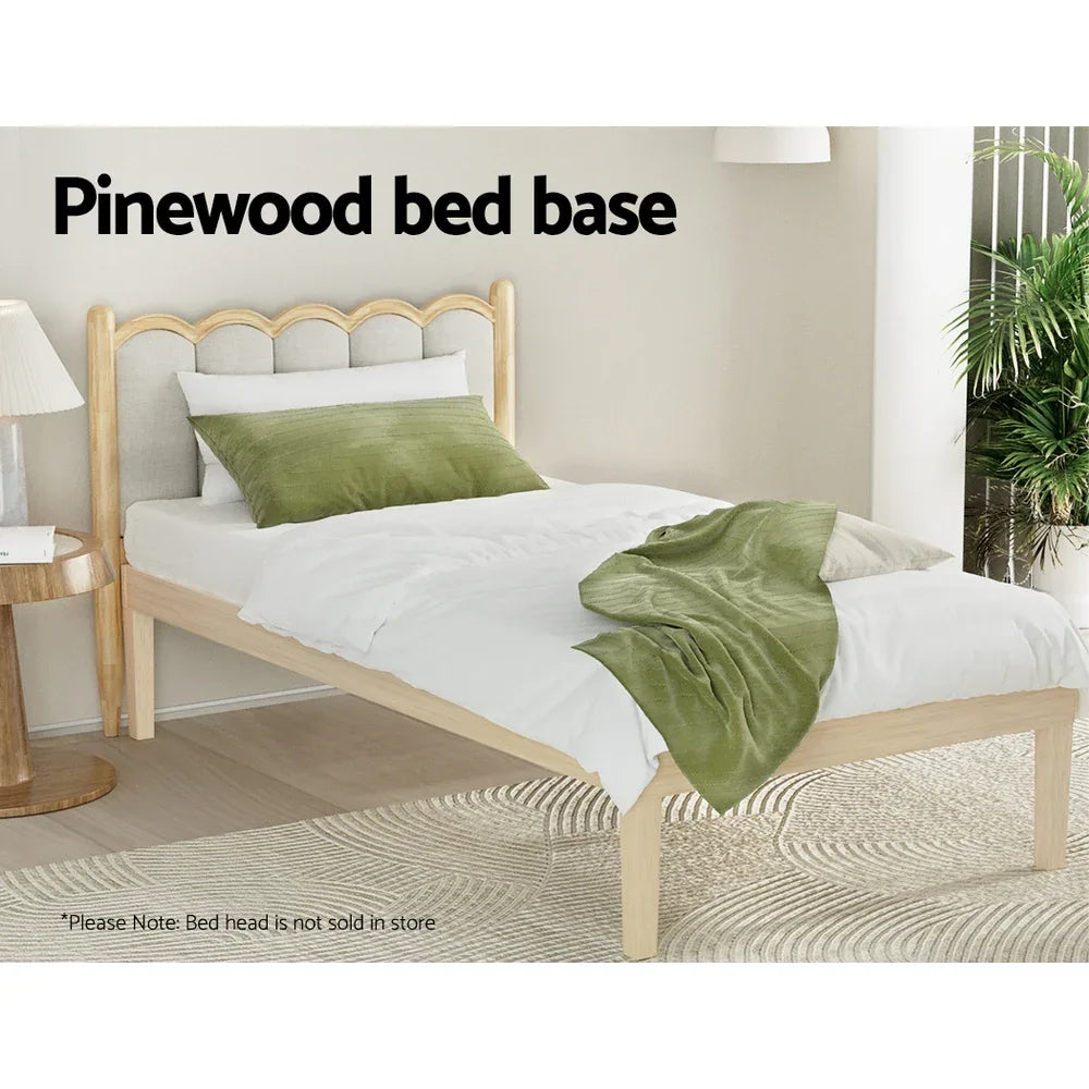 Artiss Bed Frame Single Size Wooden Base Mattress Platform Timber Pine BRUNO - Mekamart Australia