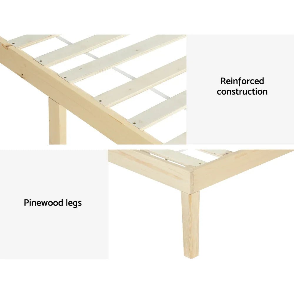 Artiss Bed Frame Single Size Wooden Base Mattress Platform Timber Pine BRUNO - Mekamart Australia