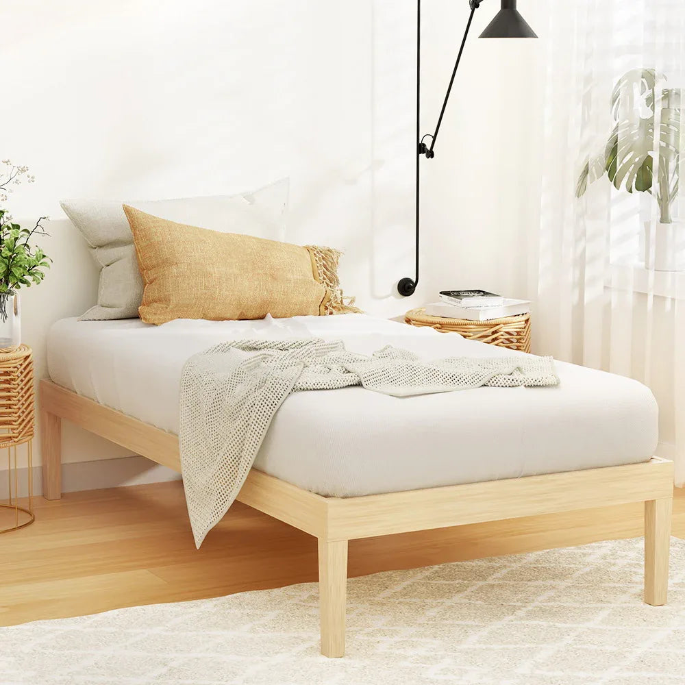 Artiss Bed Frame Single Size Wooden Base Mattress Platform Timber Pine BRUNO - Mekamart Australia