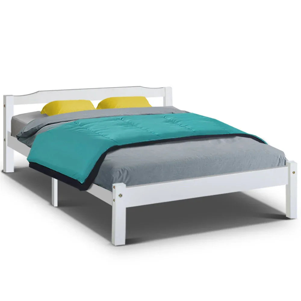 Artiss Bed Frame Double Size Wooden White LEXI - Mekamart Australia