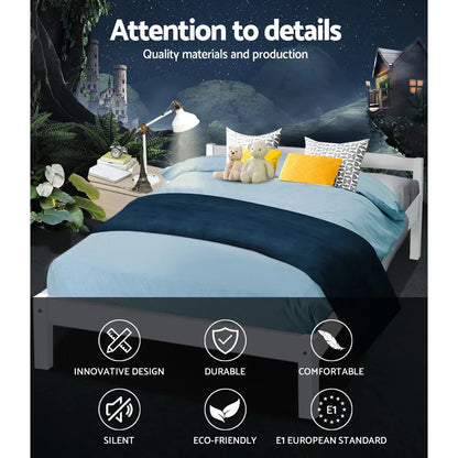 Artiss Bed Frame Double Size Wooden White LEXI - Mekamart Australia