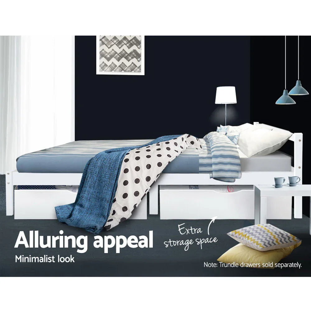 Artiss Bed Frame Double Size Wooden White LEXI - Mekamart Australia