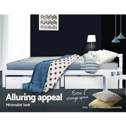 Artiss Bed Frame Double Size Wooden White LEXI - Mekamart Australia