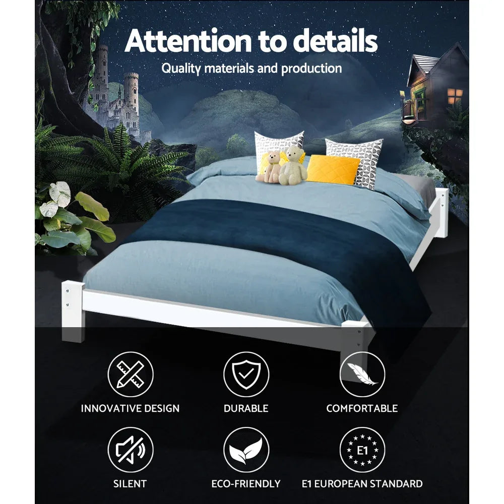 Artiss Bed Frame Queen Size Wooden White JADE - Mekamart Australia