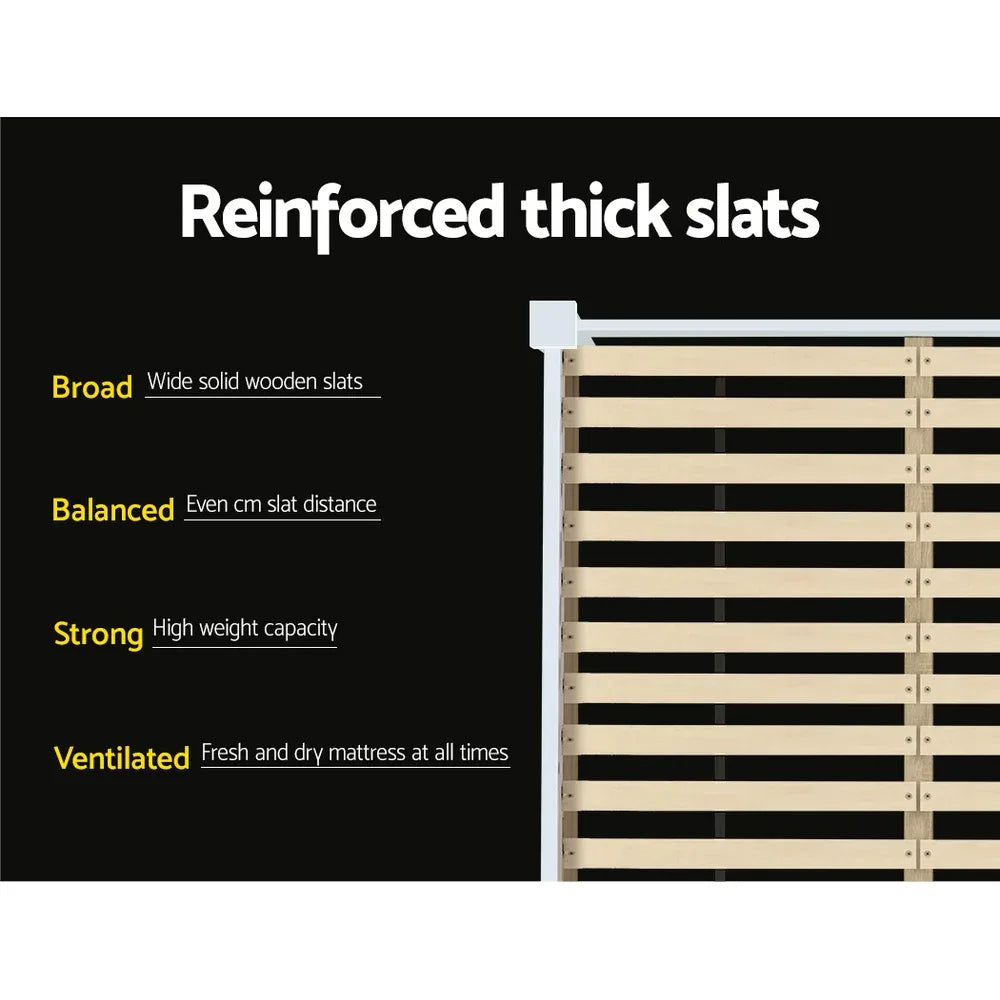 Artiss Bed Frame Queen Size Wooden White JADE - Mekamart Australia