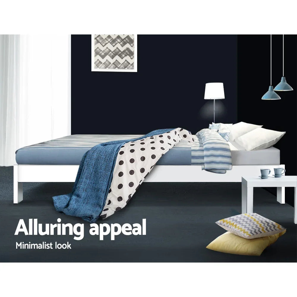 Artiss Bed Frame Queen Size Wooden White JADE - Mekamart Australia
