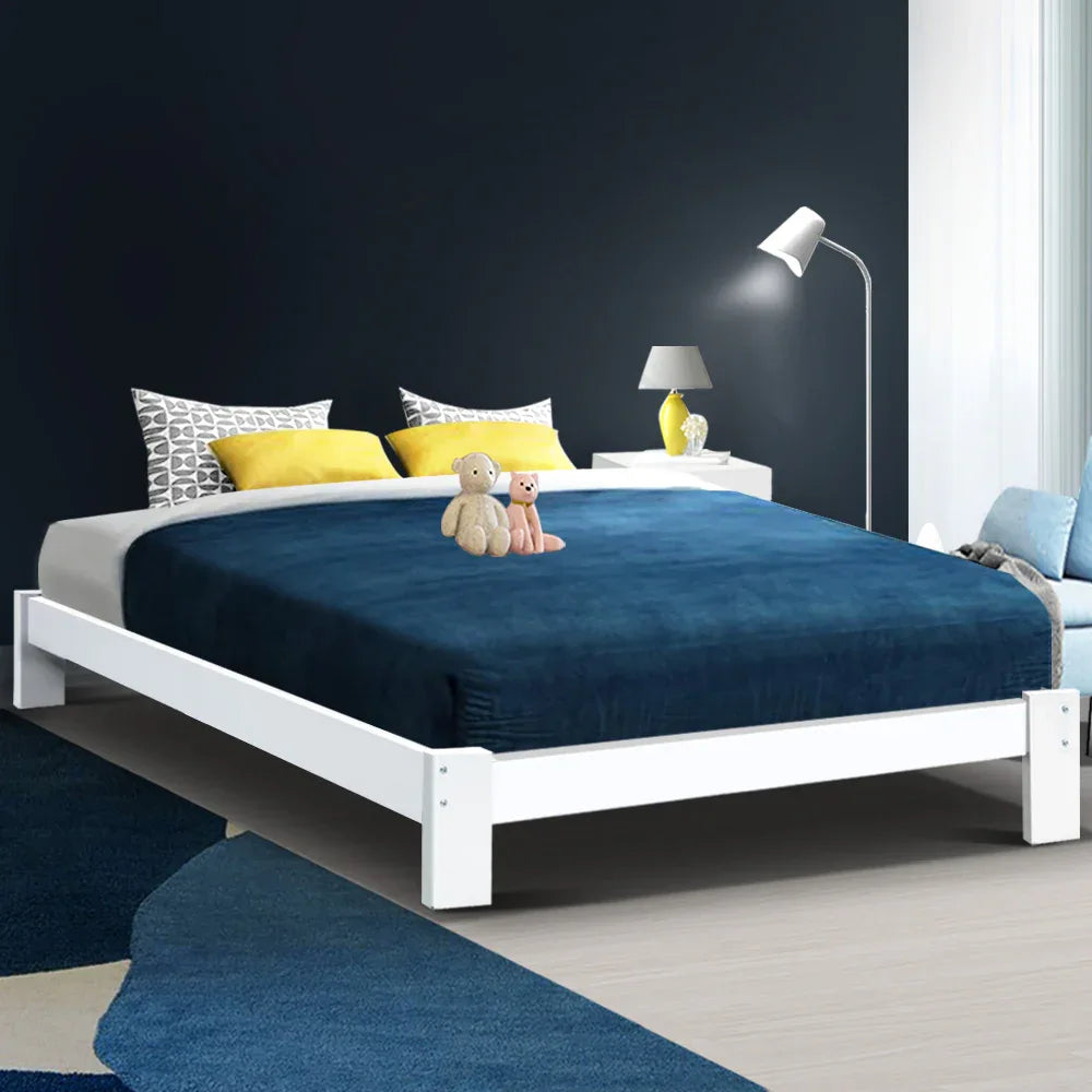 Artiss Bed Frame Queen Size Wooden White JADE - Mekamart Australia