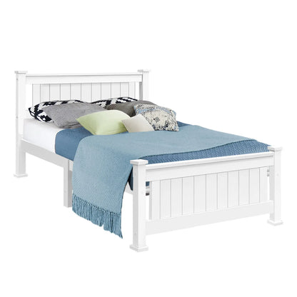 Artiss Bed Frame King Single Size Wooden White RIO - Mekamart Australia