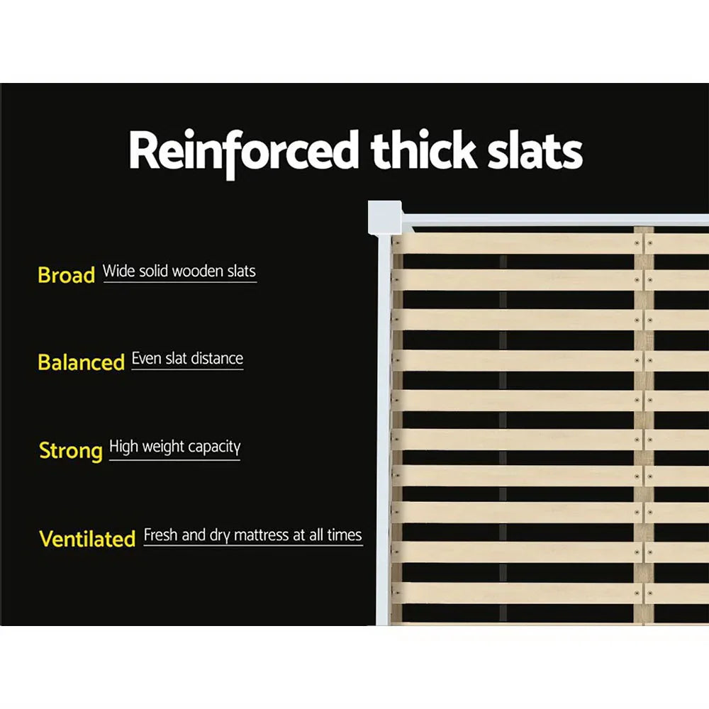 Artiss Bed Frame Double Size Wooden White PONY - Mekamart Australia