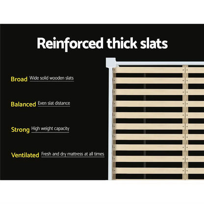 Artiss Bed Frame Double Size Wooden White PONY - Mekamart Australia