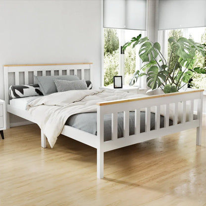 Artiss Bed Frame Double Size Wooden White PONY - Mekamart Australia