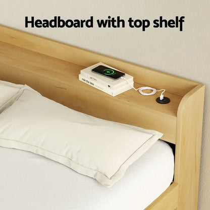 Artiss Bed Frame Double Size with Charging Ports and 2 Drawers AURA - Mekamart Australia