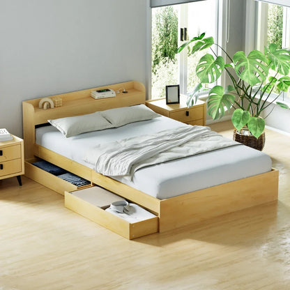 Artiss Bed Frame Double Size with Charging Ports and 2 Drawers AURA - Mekamart Australia