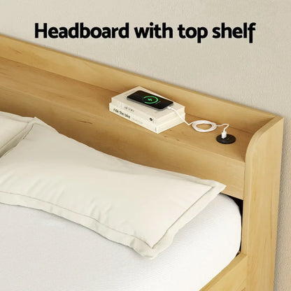 Artiss Bed Frame Double Size with Charging Ports and 2 Drawers AURA - Mekamart Australia