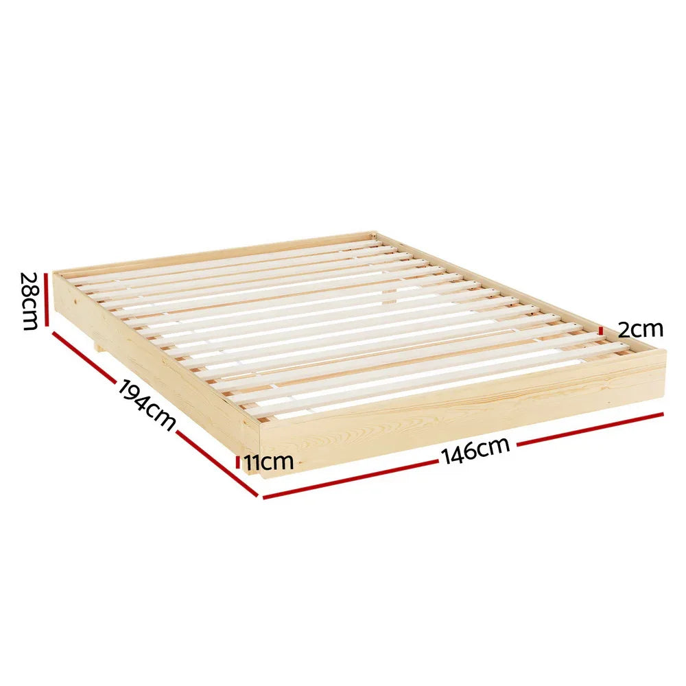 Artiss Bed Frame Double Size Floating Wooden Mattress Base Platform Timber ODIN - Mekamart Australia